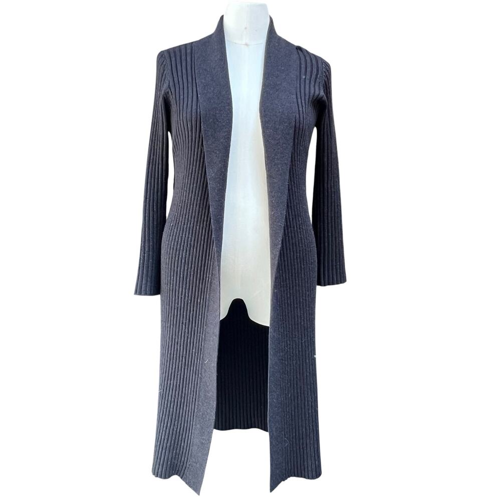 Lauren Ralph Lauren Gray Ribbed Duster Cardigan Sweater Women’s Large EUC